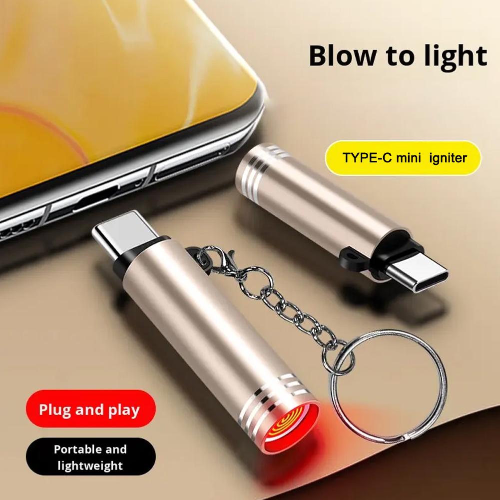 Lighter Windproof - Mini encendedor tipo C para encender