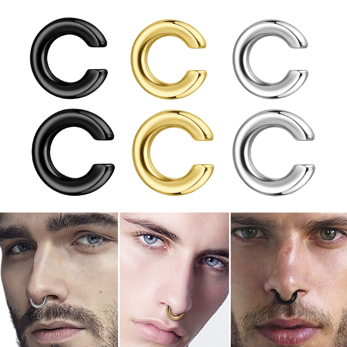 Men Accessories Earrings - Anillo de nariz sin perforación en
