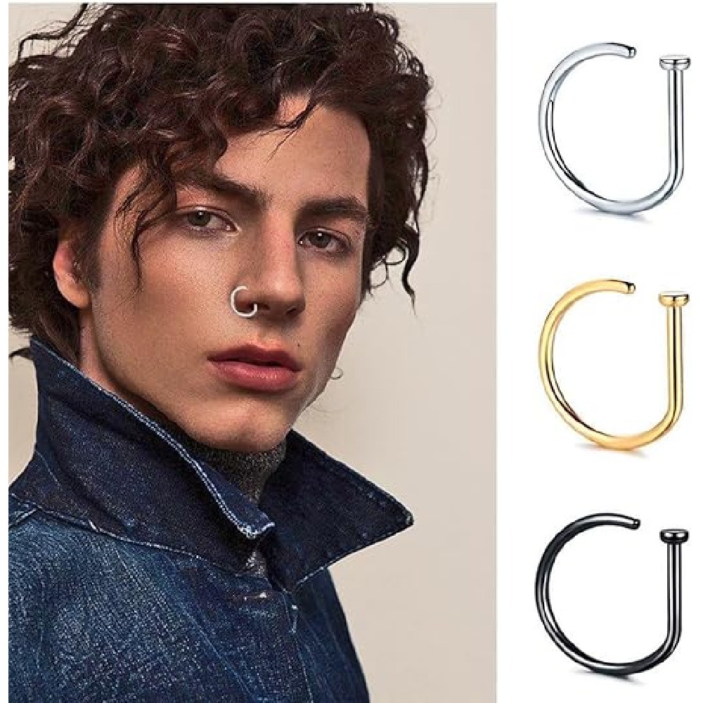 Men Accessories Earrings - Paquete de 4 anillos de nariz