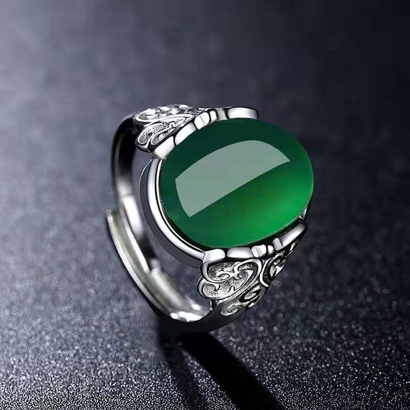 Men'S Accessories Hand Bands - Anillo de Calcedonia Azul Natural Tallado