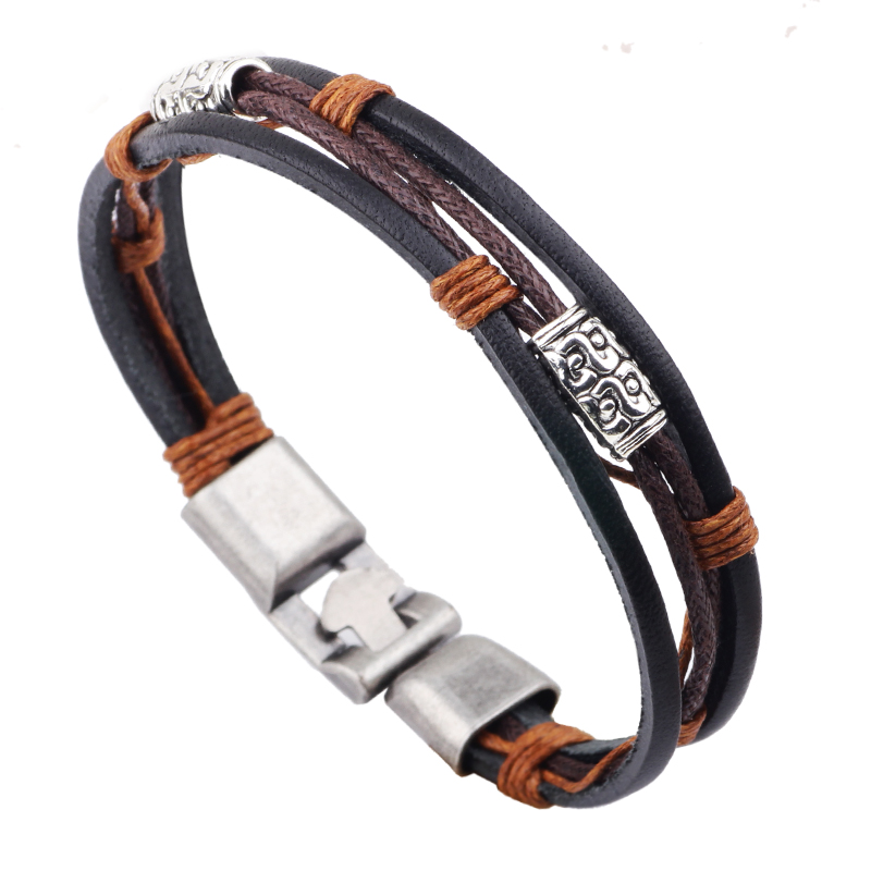 Pulsera de cuero de tres capas - Men'S Accessories Hand Bands reseña y precio