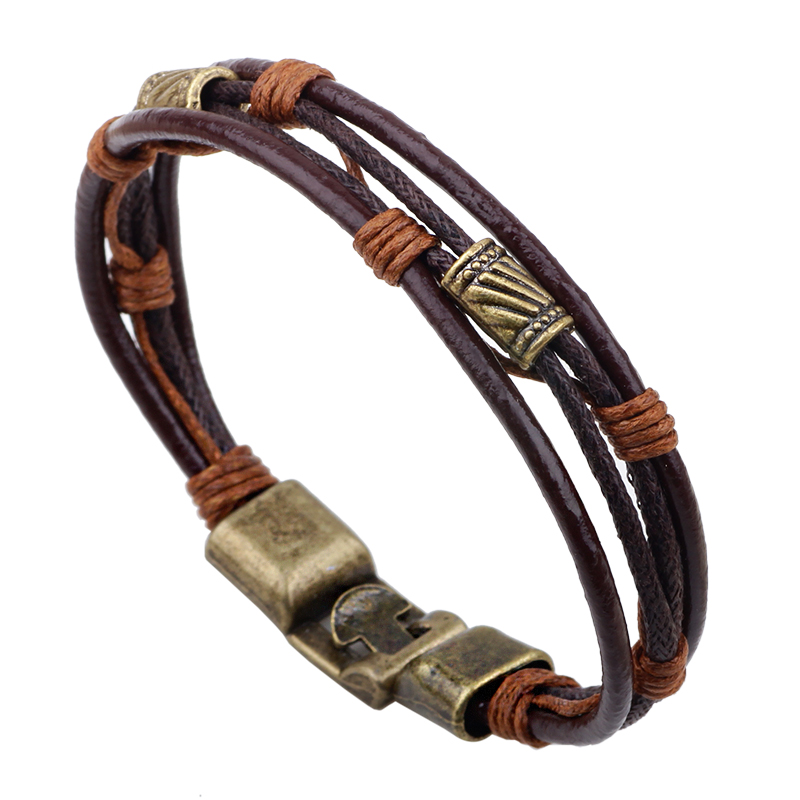 Pulsera de cuero de tres capas - Men'S Accessories Hand Bands reseña y precio